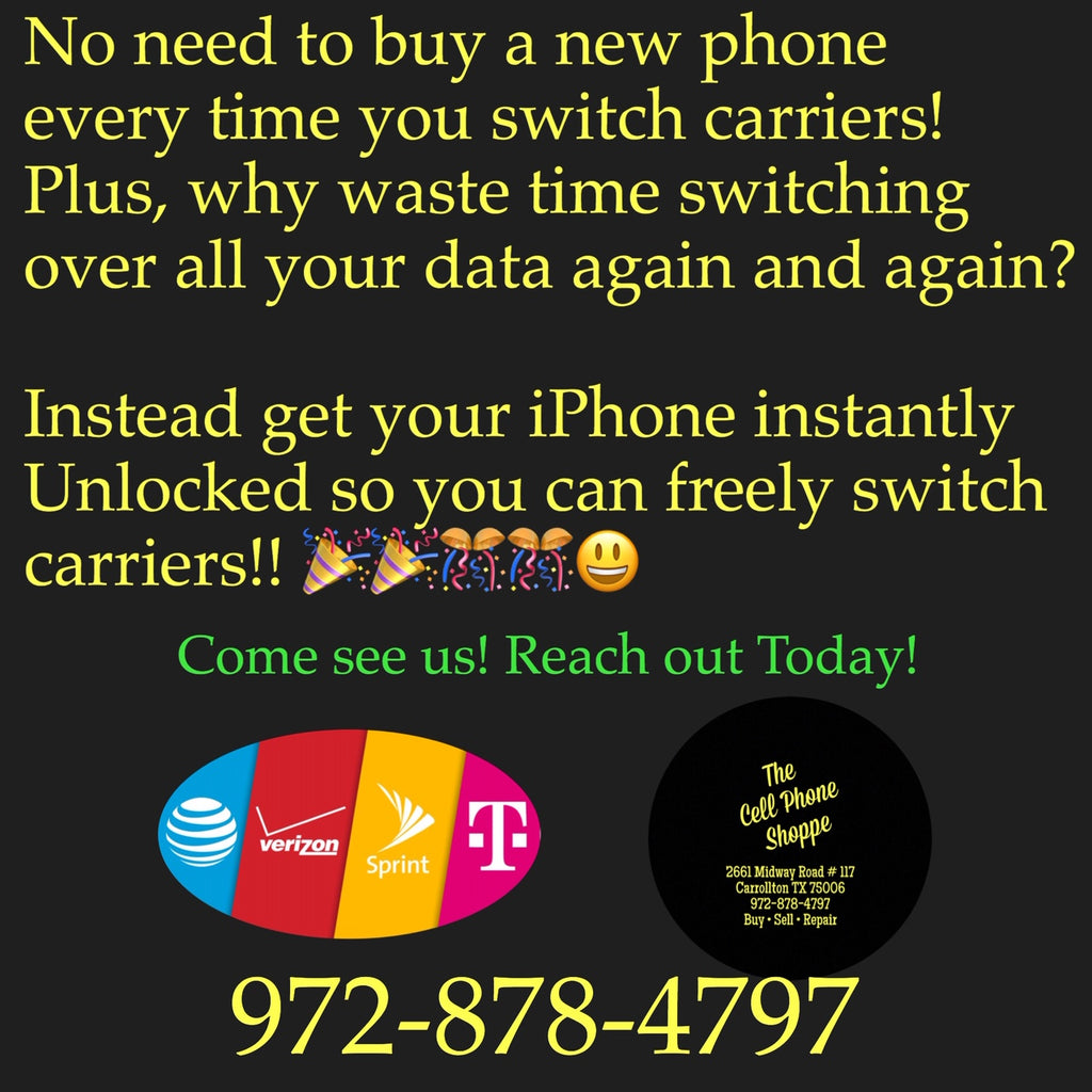 Get Your iPhone Unlocked Today! iPhone unlocking Carrollton Dallas The Cell Phone Shoppe